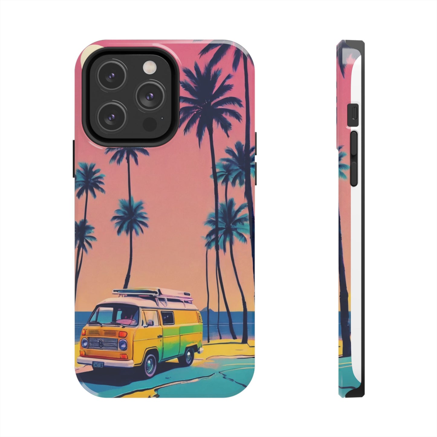 Tropical Beach Vibe Tough Phone Case - Vintage Van Design - for iPhone