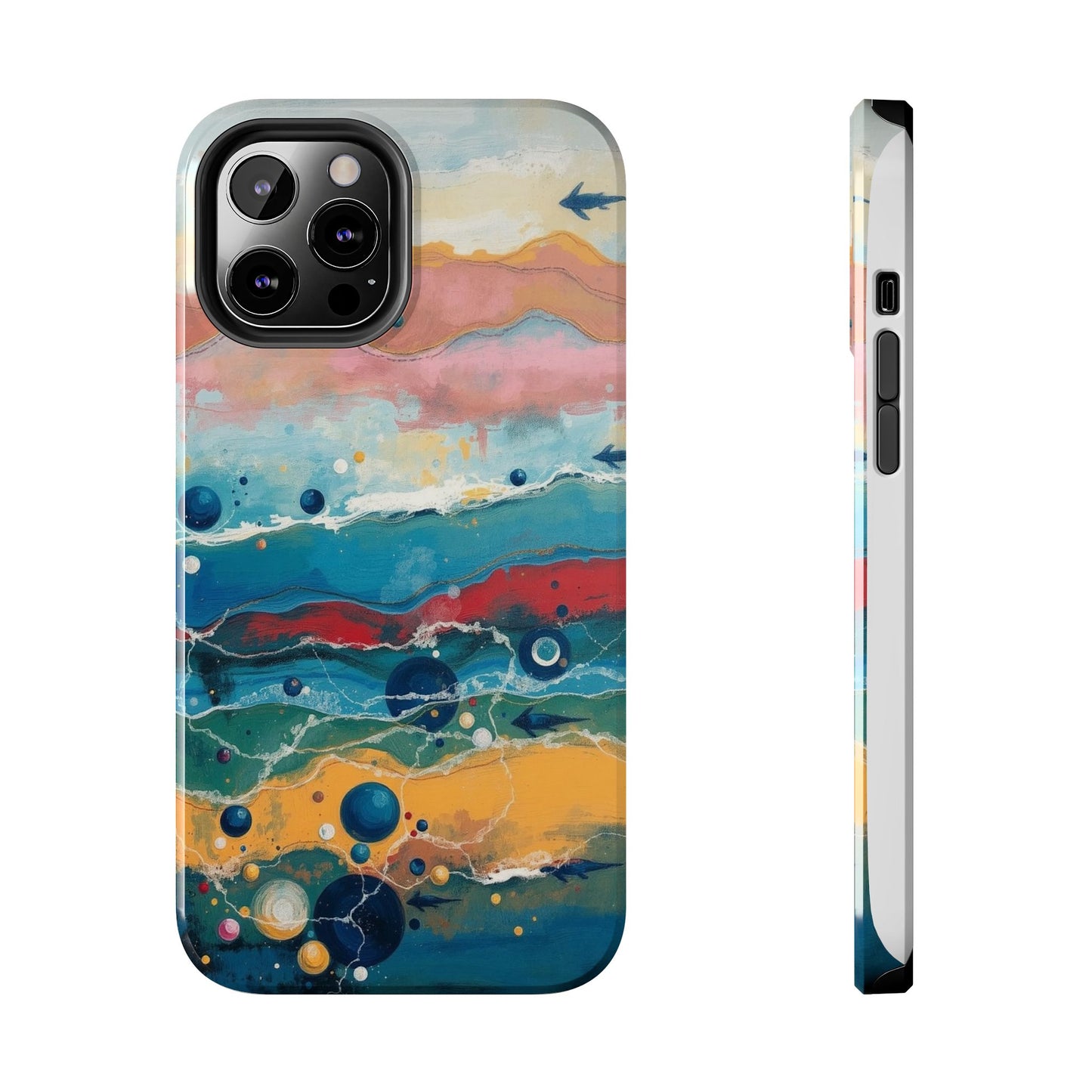 Artistic Tough Phone Case - Vibrant Waves Design for Unique Style