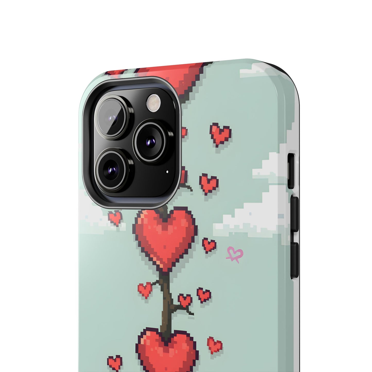 Pixelated Love Hearts Tree | Tough Phone Case - Cute Design - for iPhone