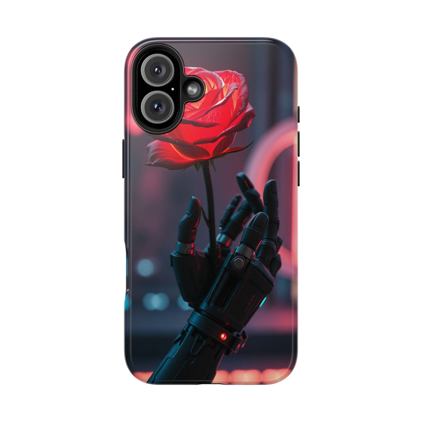 Futuristic Tough Phone Case with Robotic Rose Design | Durable Protection