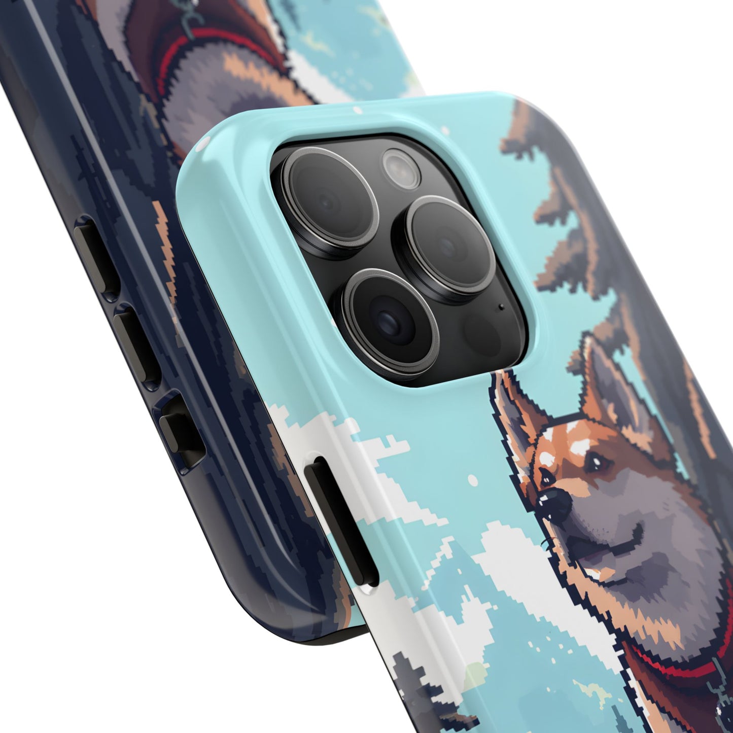 Retro Dog Adventure Tough Phone Case - Pixel Art Shiba Inu Design - for iPhone