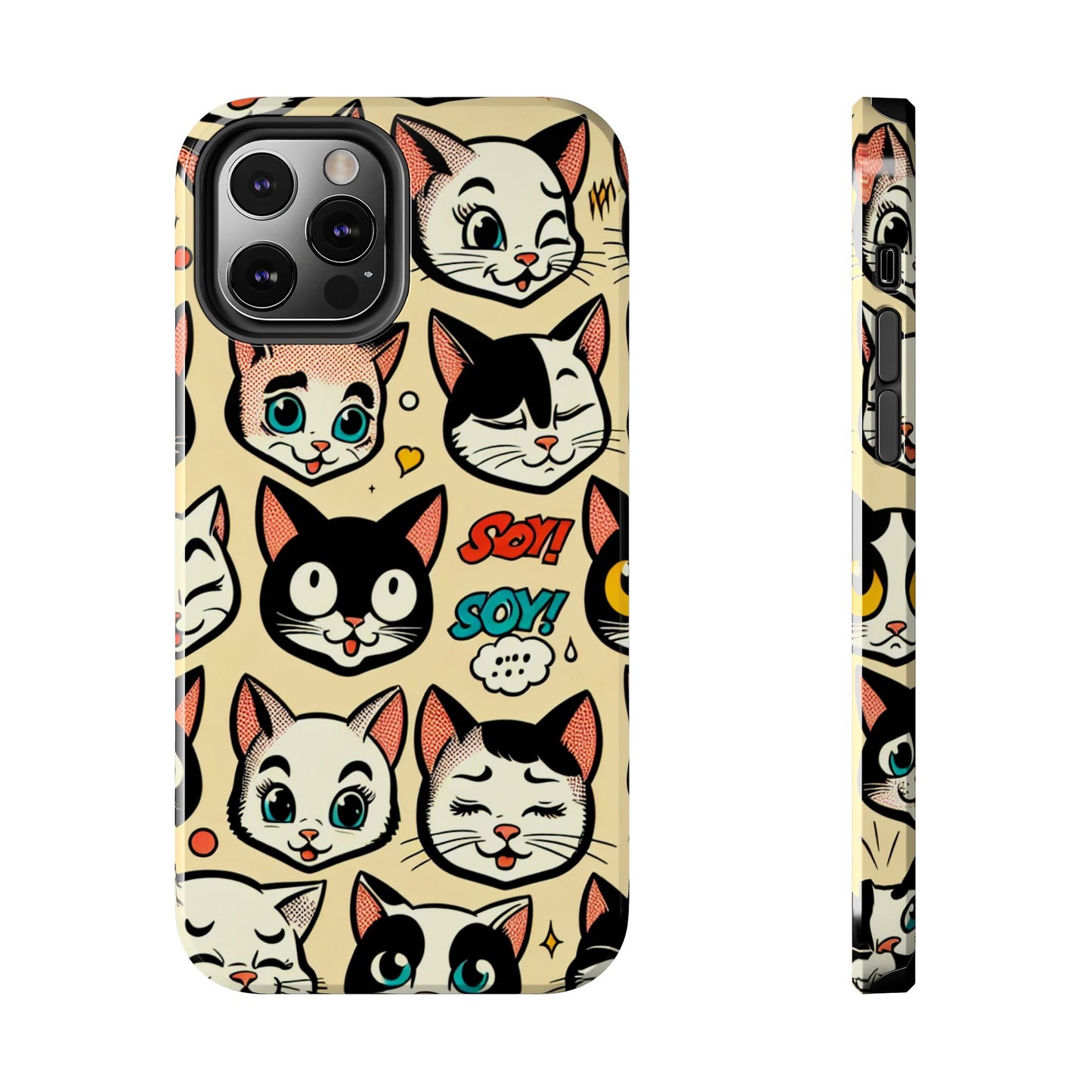 Playful Cat-Themed Tough Phone Case - Pet Pattern - for iPhone