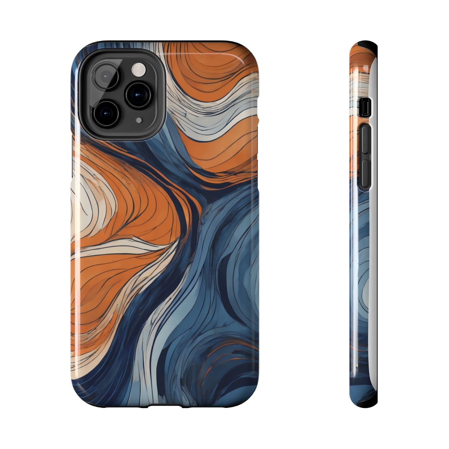 Artistic Tough Phone Case - Vibrant Abstract Waves Design - for iPhone