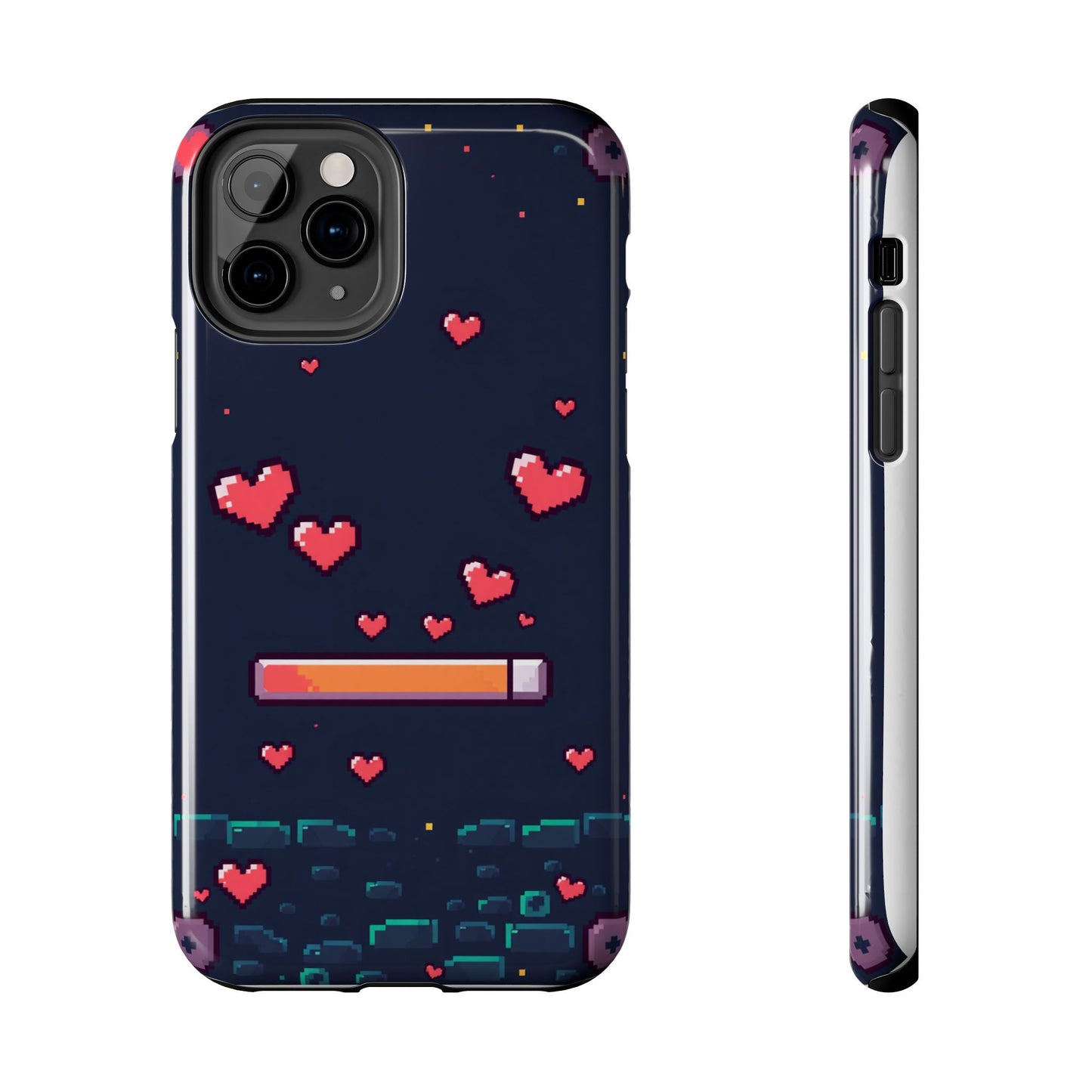 Pixel Heart Tough Phone Case - Retro Gamer Style for Valentine's Day