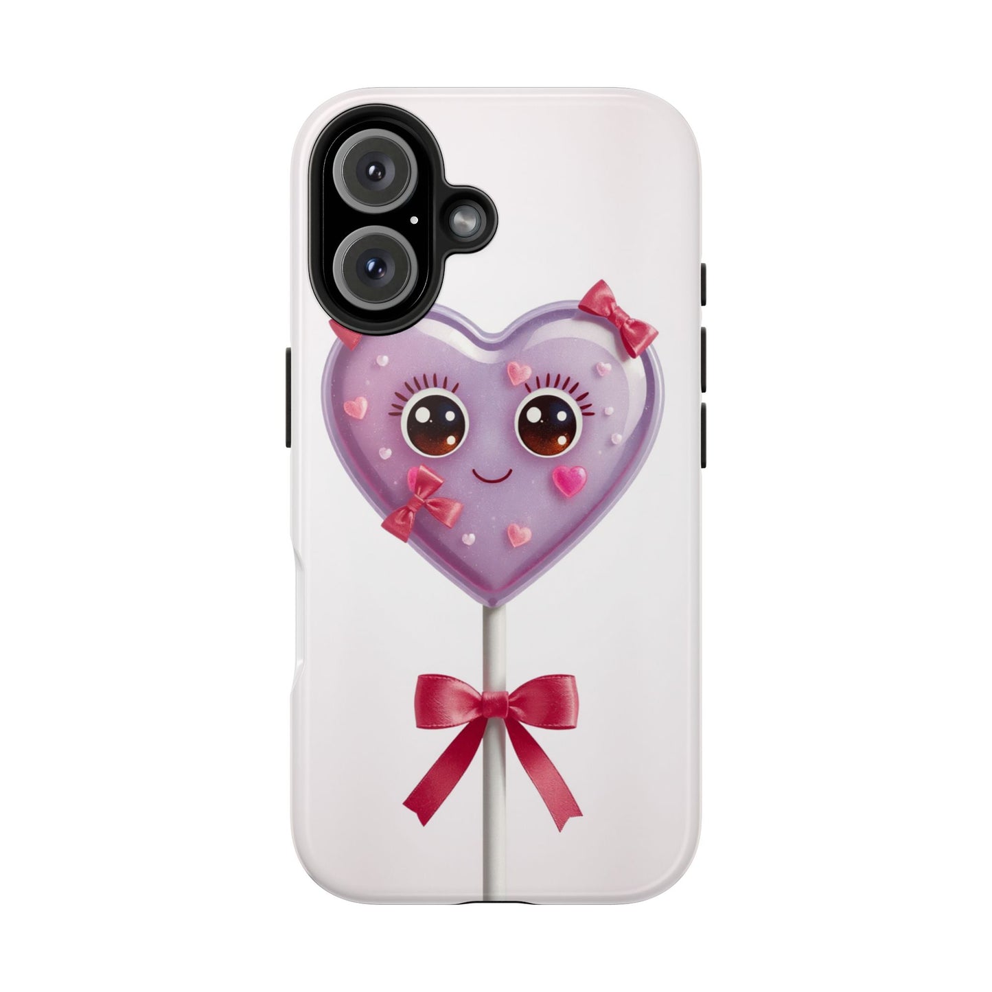 Cute Heart Lollipop Tough Phone Case - Adorable Protection for Candy Lovers