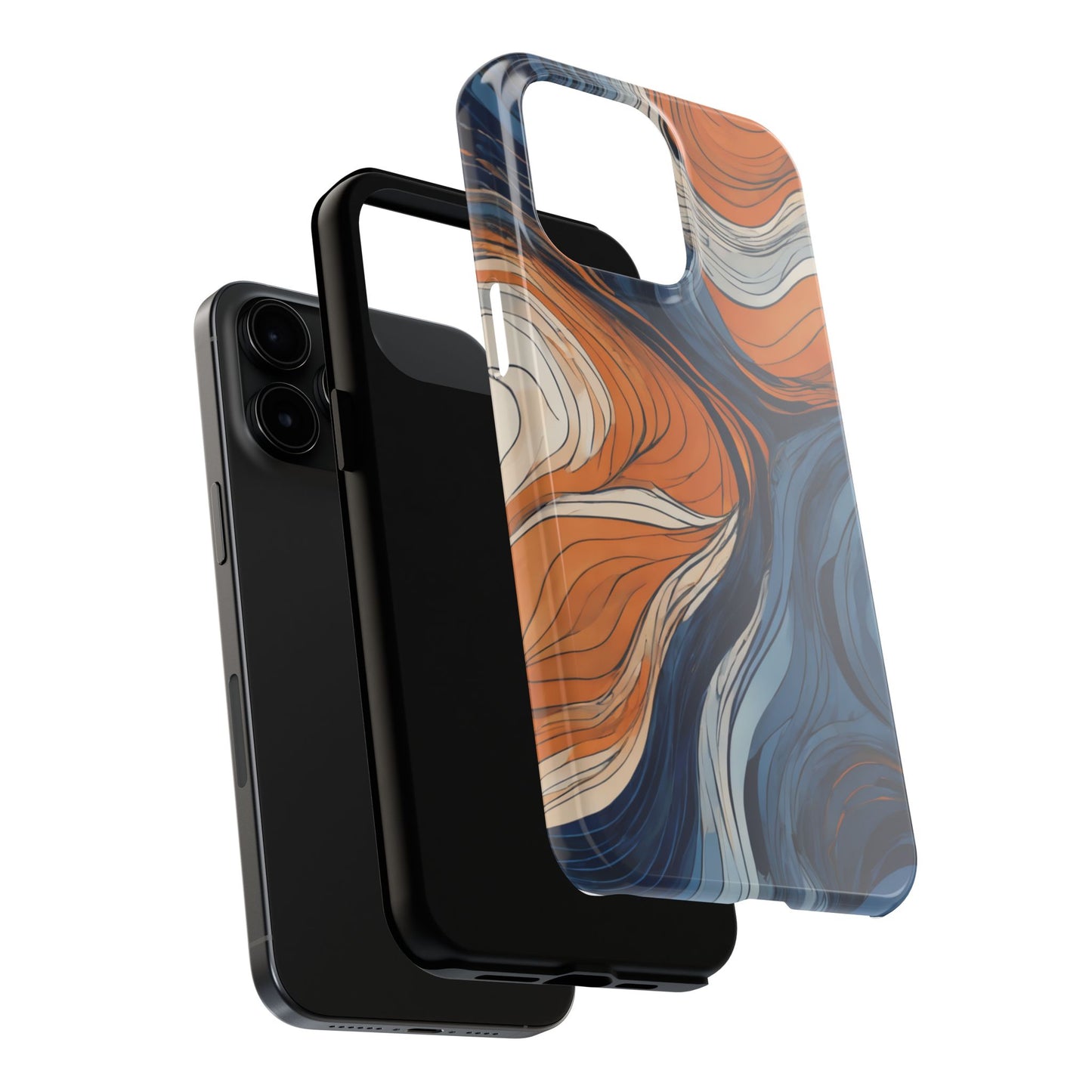 Artistic Tough Phone Case - Vibrant Abstract Waves Design - for iPhone
