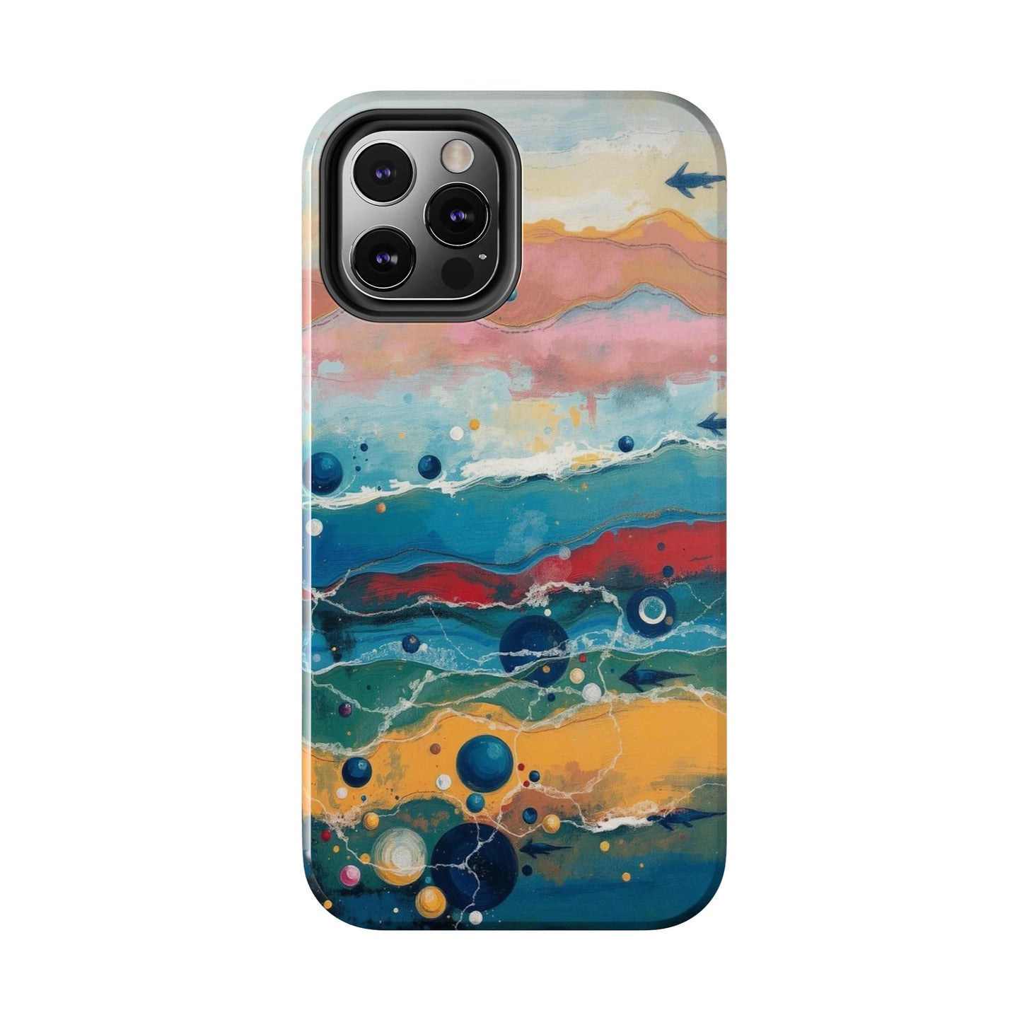 Artistic Tough Phone Case - Vibrant Waves Design for Unique Style