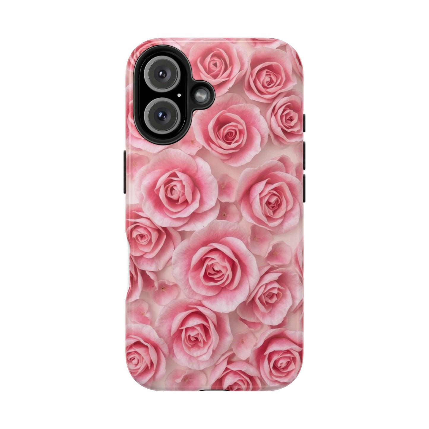 Floral Tough Phone Case - Pink Rose Design, Durable Protection for Flower Lovers