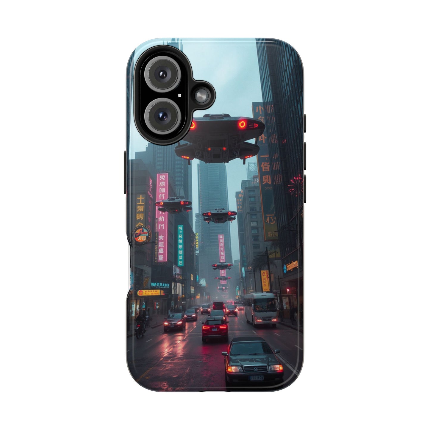 Futuristic City Tough Phone Case - Sci-Fi Design for Urban Explorers