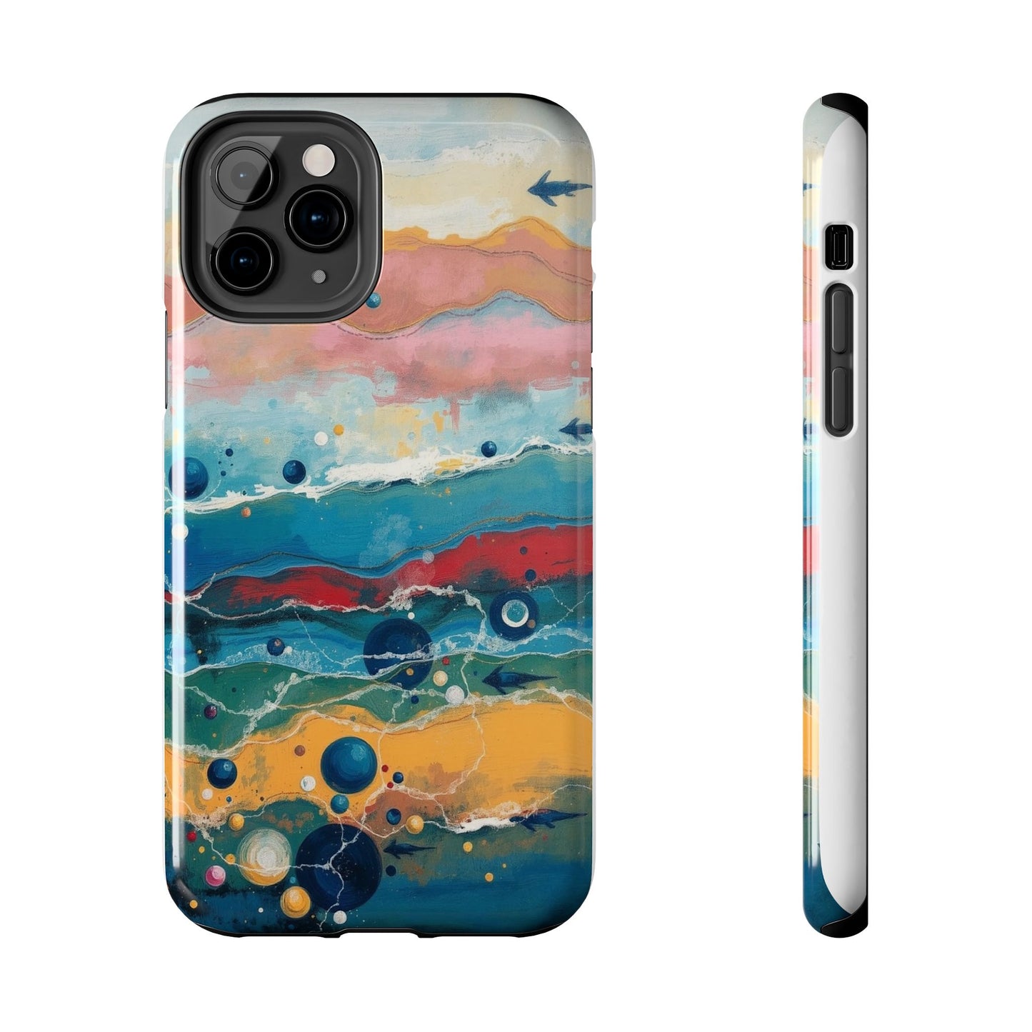 Artistic Tough Phone Case - Vibrant Waves Design for Unique Style
