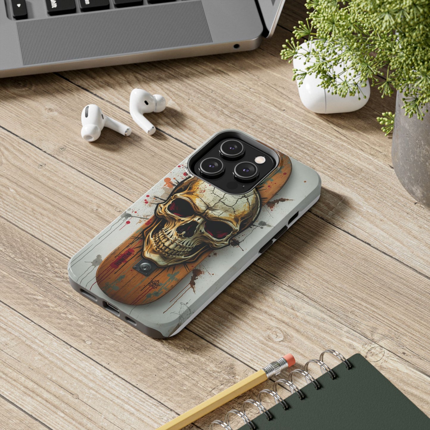 Edgy Skull Tough Phone Case - Durable Protection for Skateboard Enthusiasts