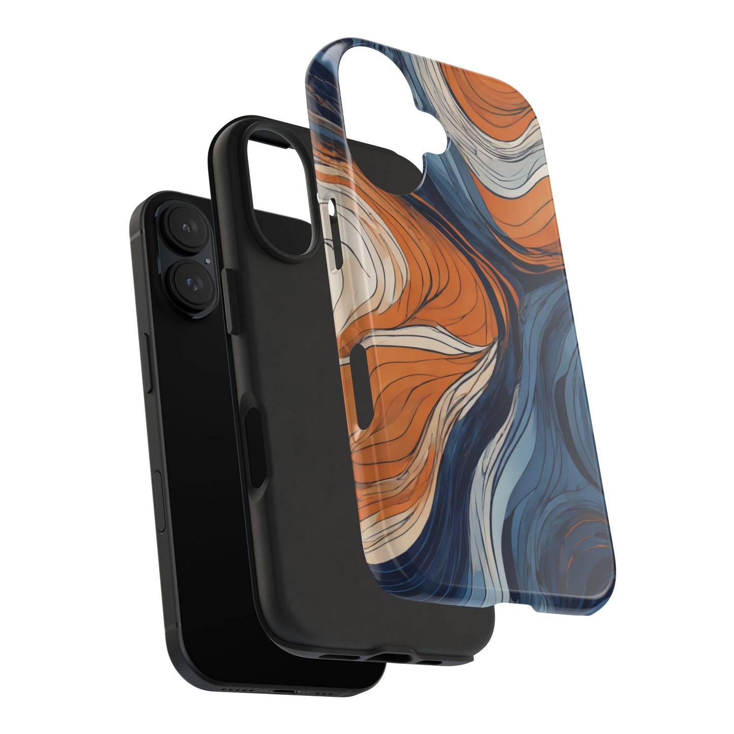 Artistic Tough Phone Case - Vibrant Abstract Waves Design - for iPhone