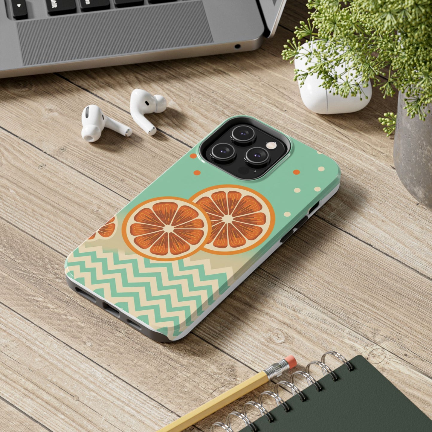 Citrus Vibe Tough Phone Case - Fun Orange Slice Design