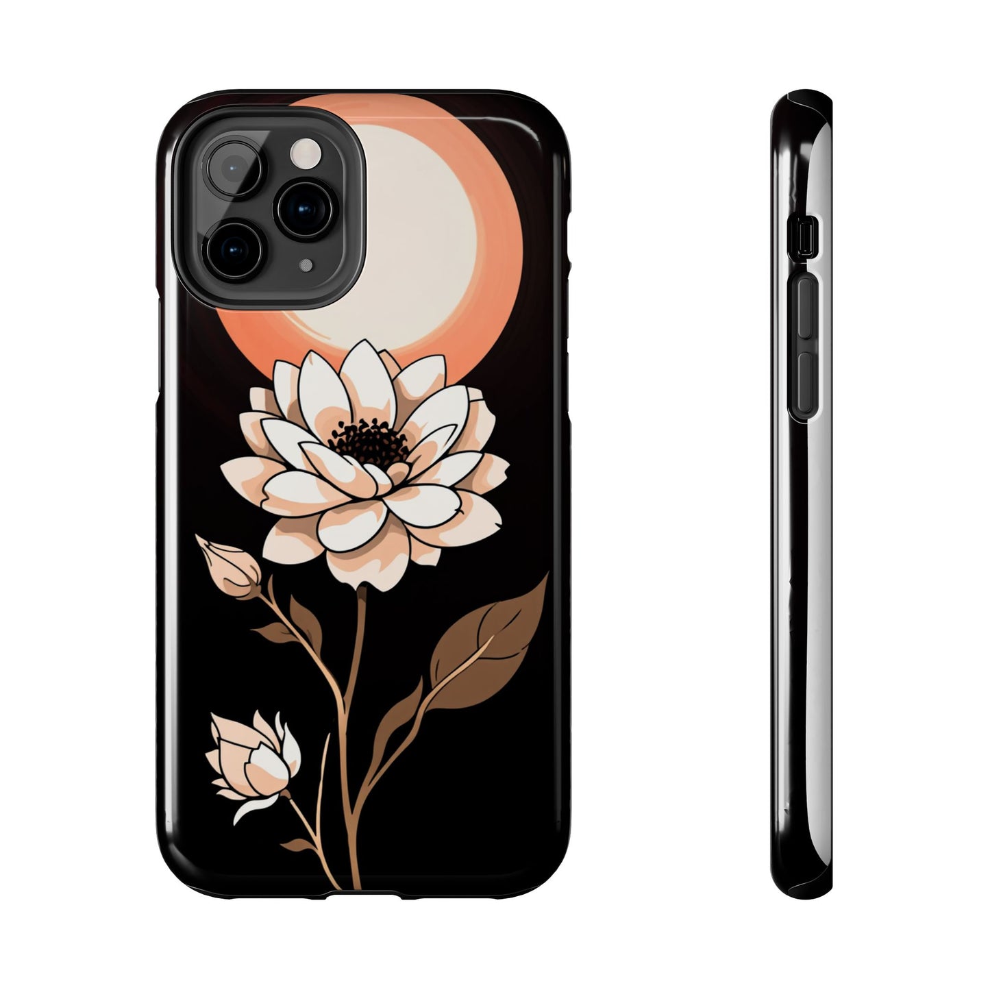 Elegant Contrast Floral Tough Phone Case - Stylish Protection for Your Device - for iPhone