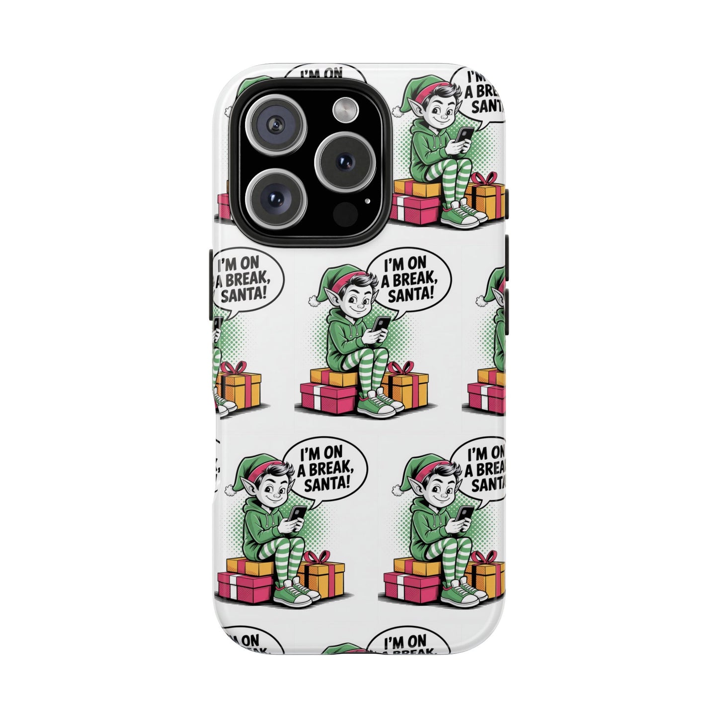 Christmas Elf Tough Phone Case - I'm on a Break, Santa Pattern!