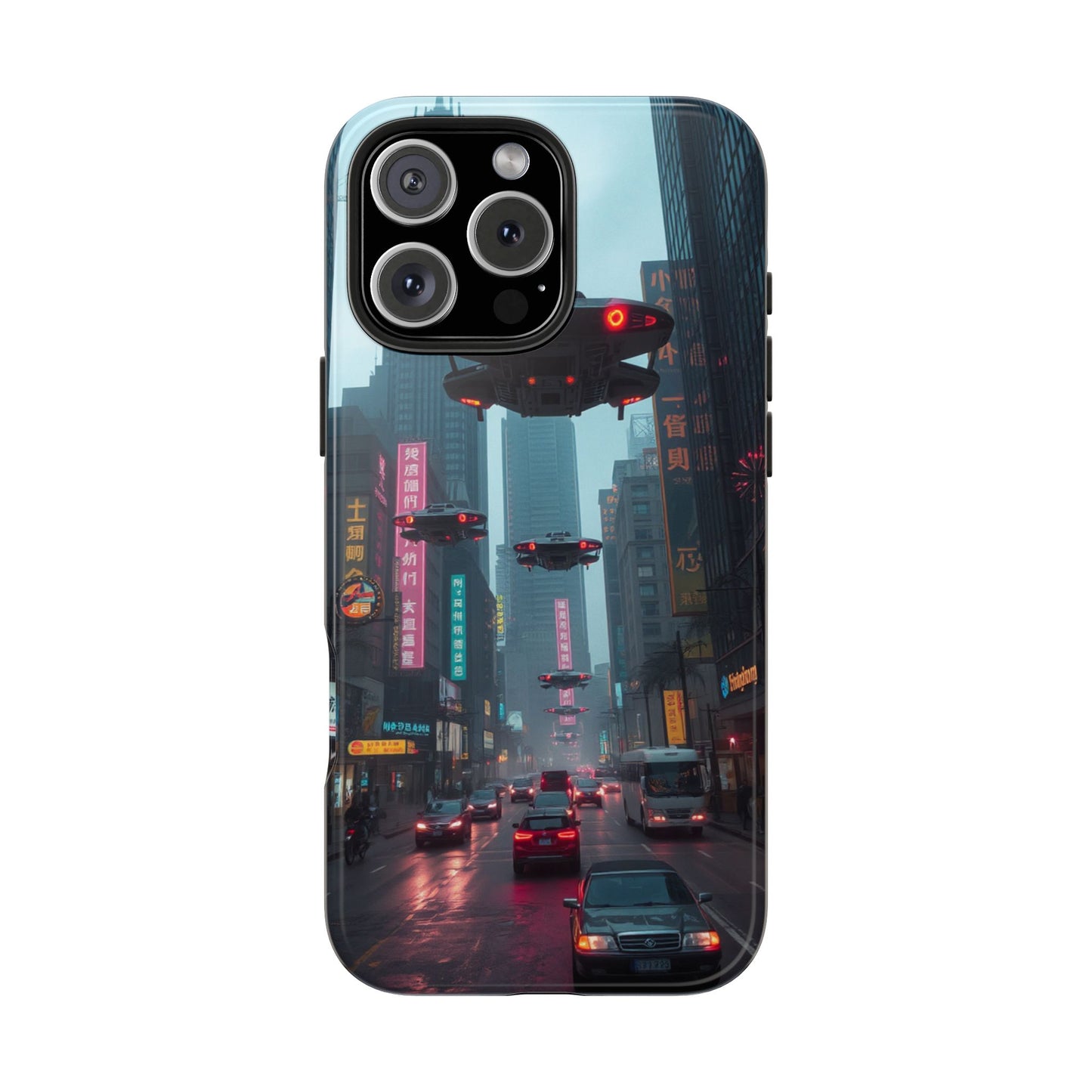 Futuristic City Tough Phone Case - Sci-Fi Design for Urban Explorers