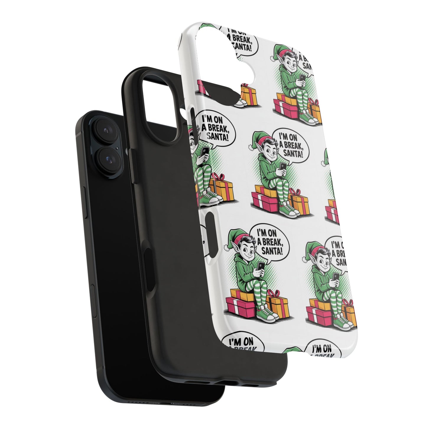 Christmas Elf Tough Phone Case - I'm on a Break, Santa Pattern!
