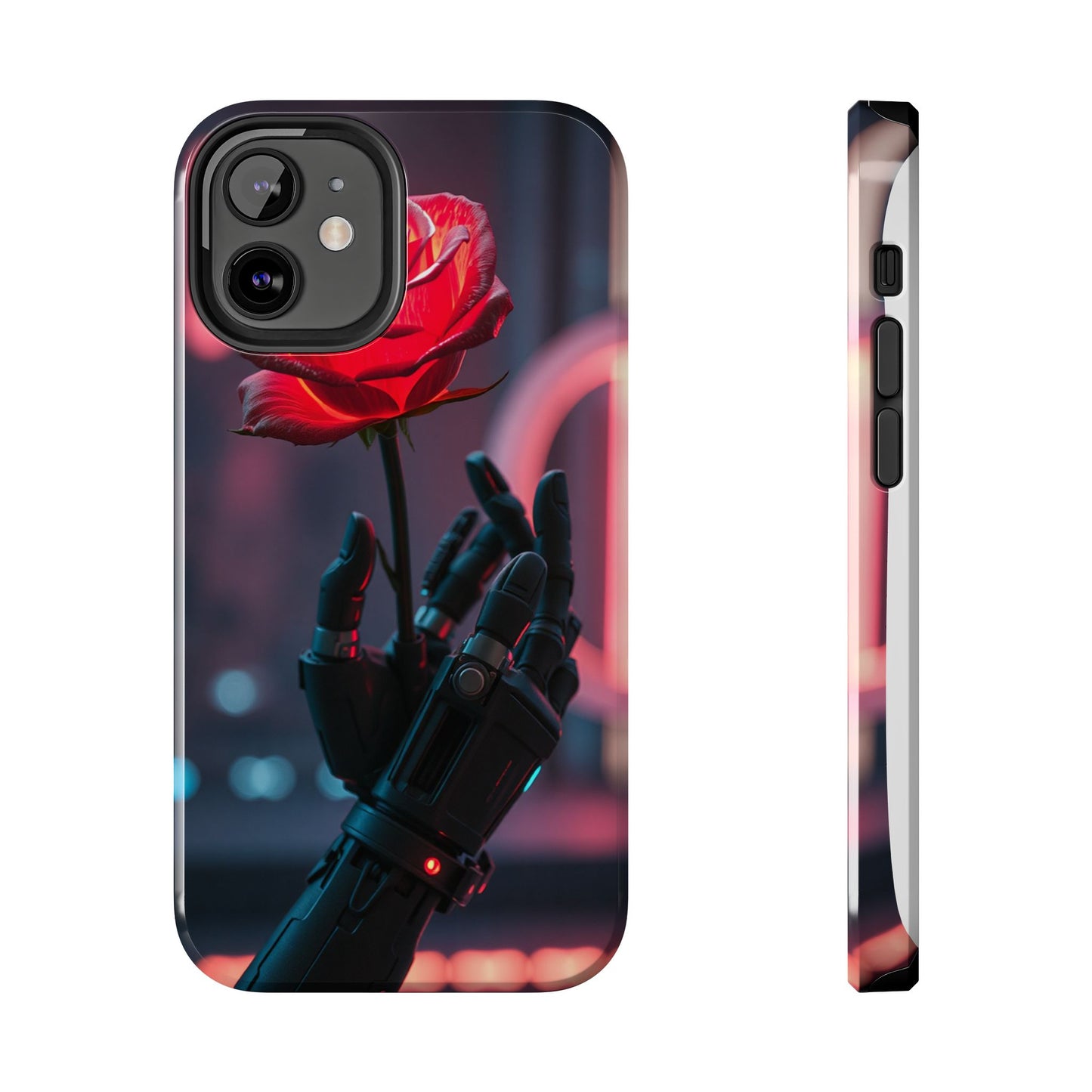 Futuristic Tough Phone Case with Robotic Rose Design | Durable Protection