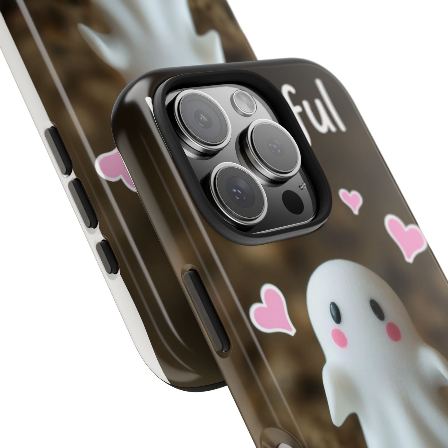Cute Ghost Tough Phone Case - Beautiful Design with Heart Accents