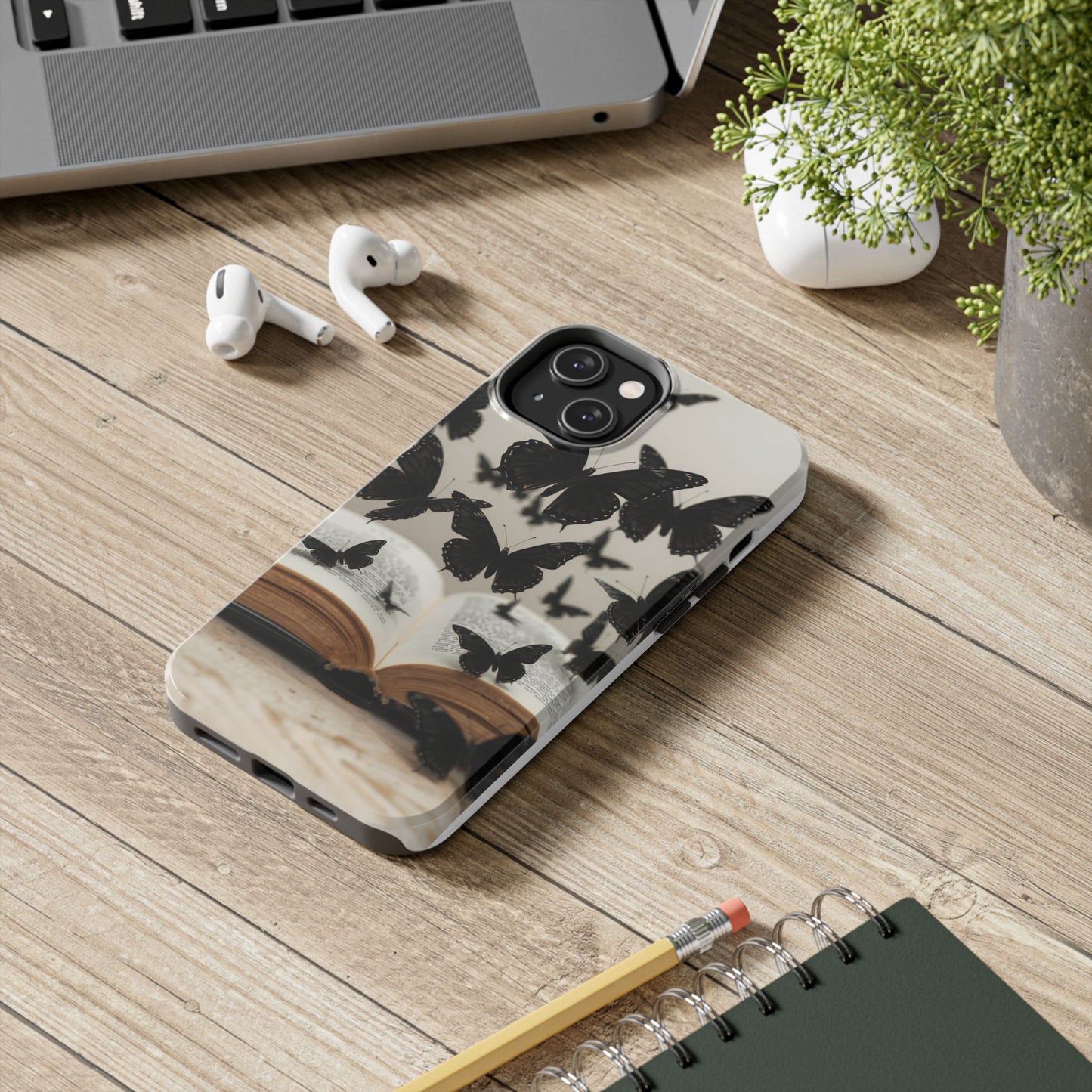 Butterfly Magic Tough Phone Case - Literary Design for Book Lovers