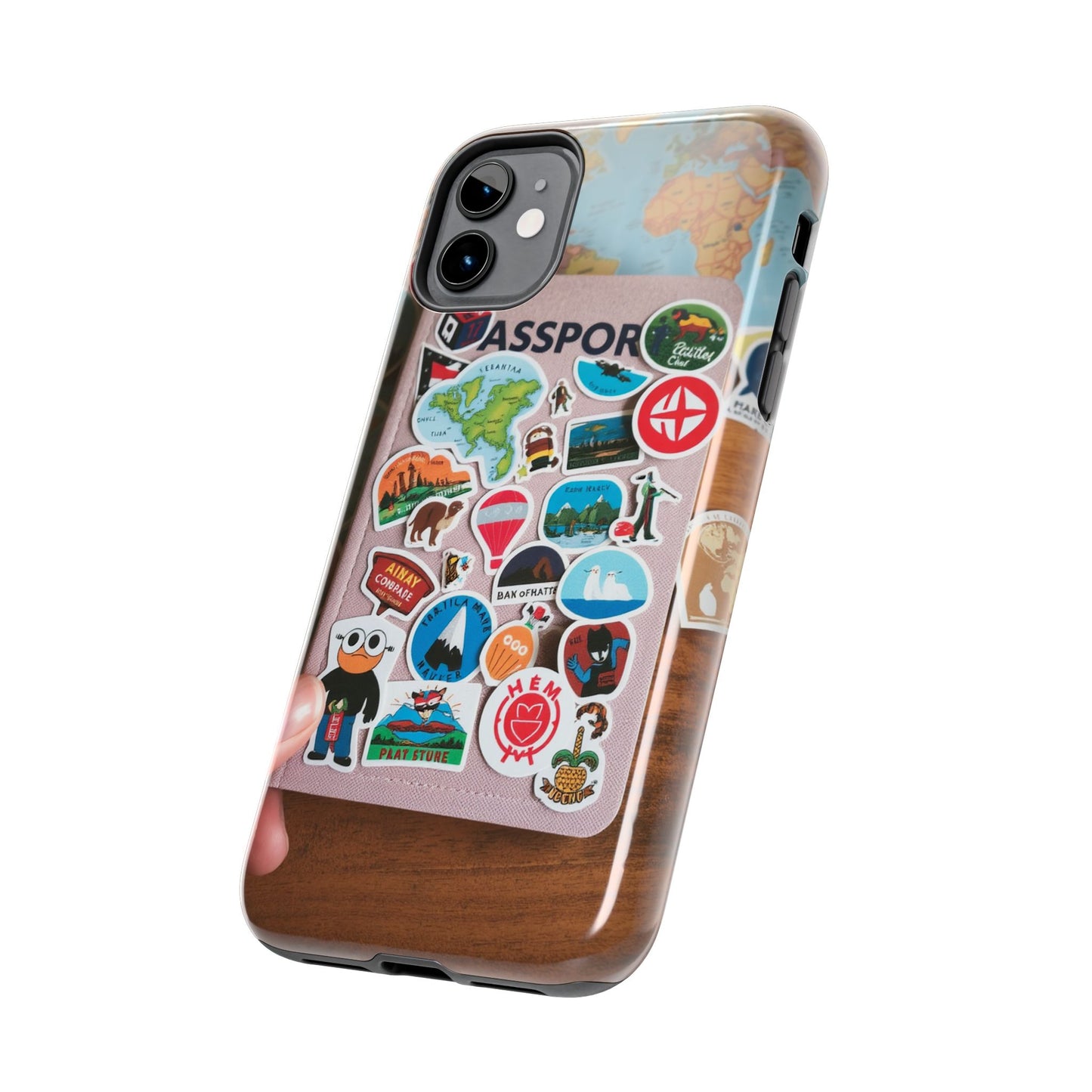 Adventure Stickers Phone Case - Tough Protection for Travel Lovers