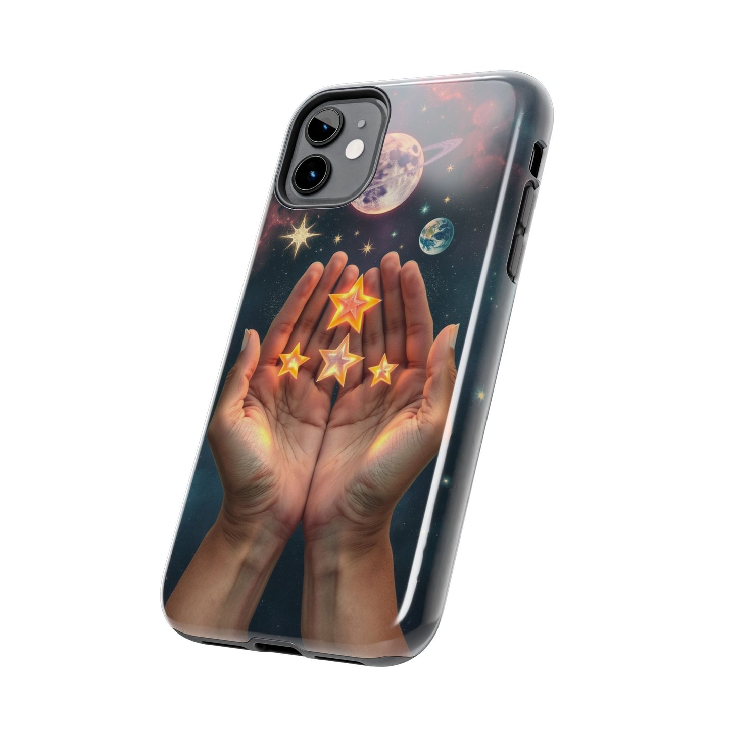 Galaxy Hands Tough Phone Case - Celestial Design for Star Lovers