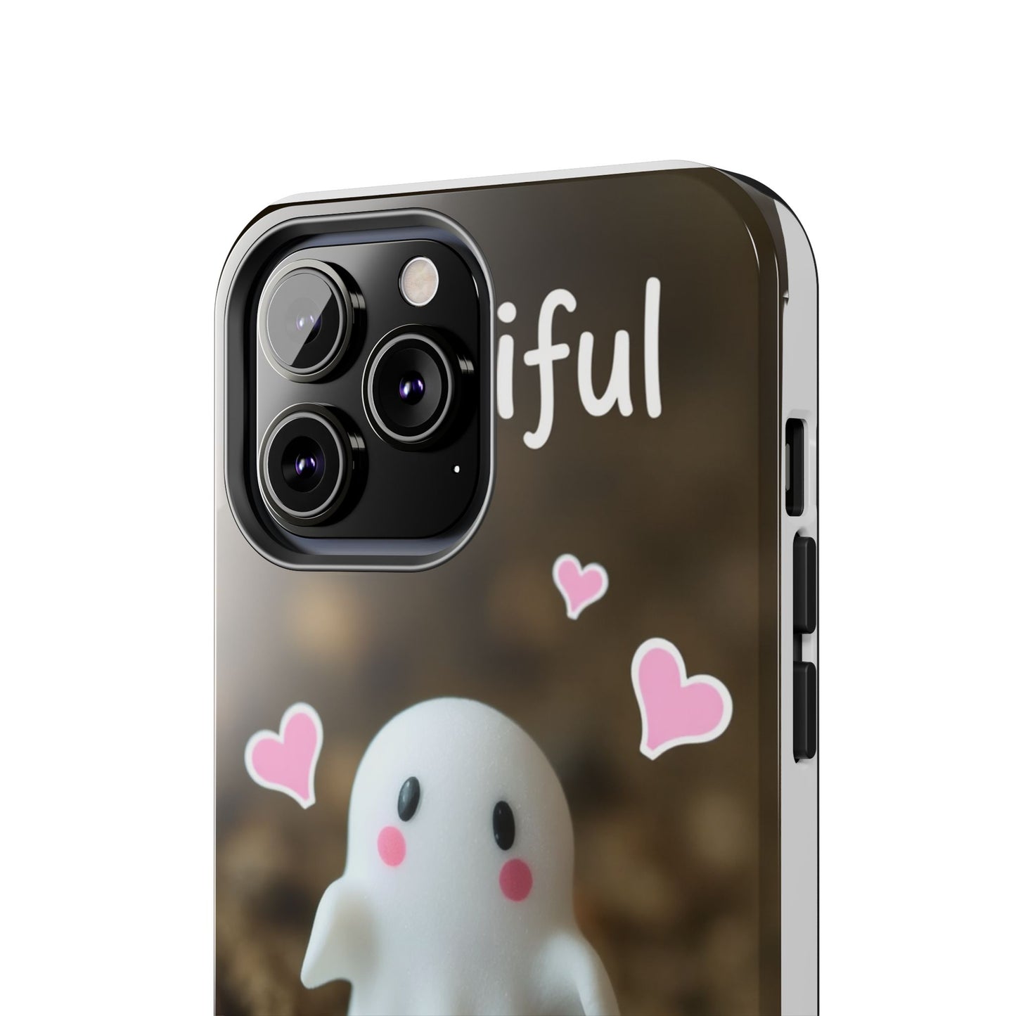 Cute Ghost Tough Phone Case - Beautiful Design with Heart Accents