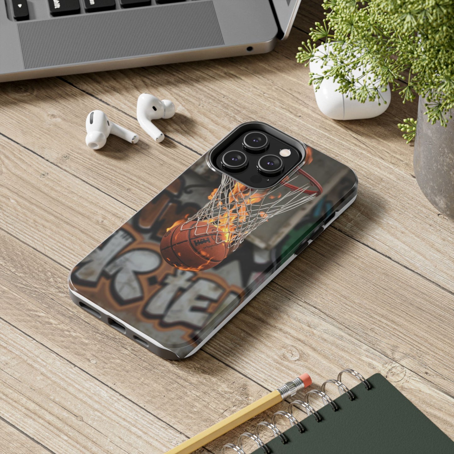 Fire Basketball Tough Phone Case - Durable Sporty Design for Athletes & Fans