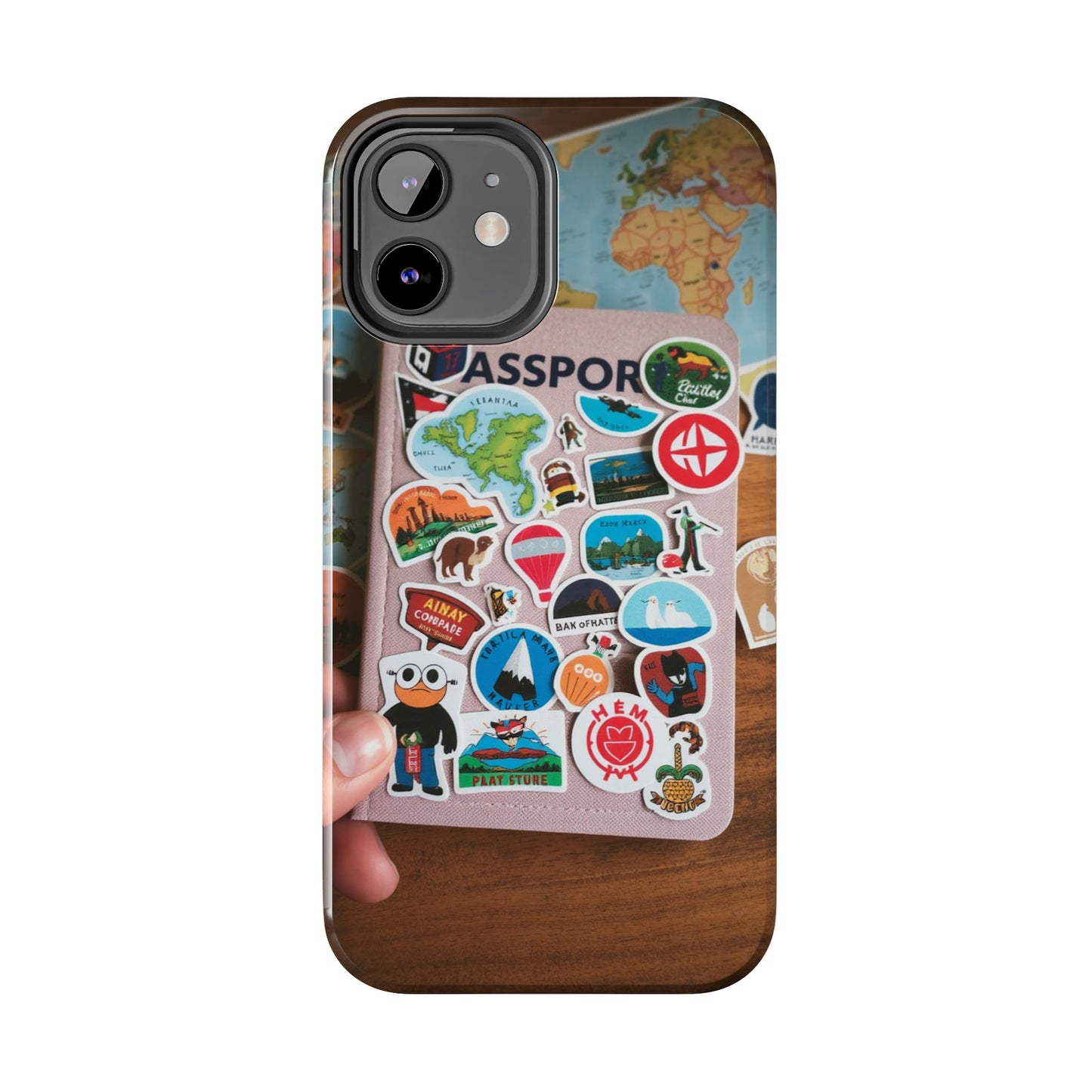 Adventure Stickers Phone Case - Tough Protection for Travel Lovers