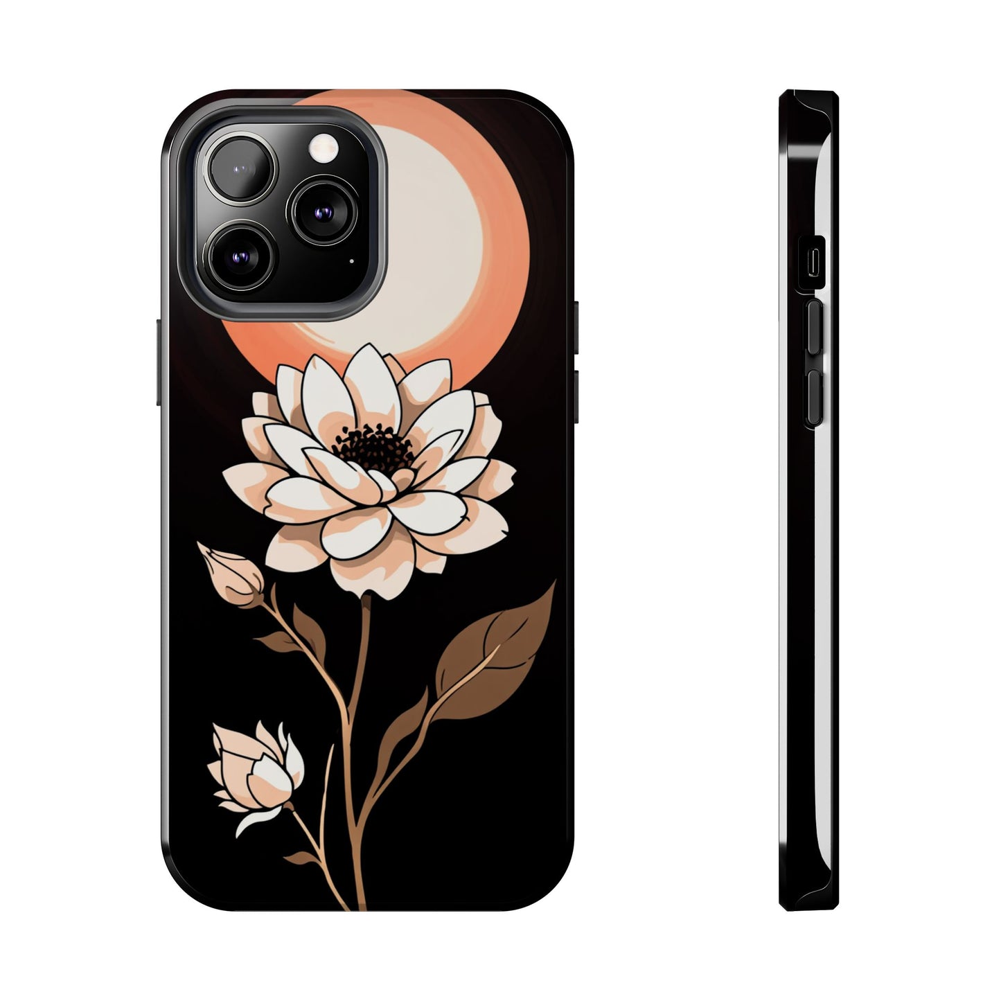 Elegant Contrast Floral Tough Phone Case - Stylish Protection for Your Device - for iPhone