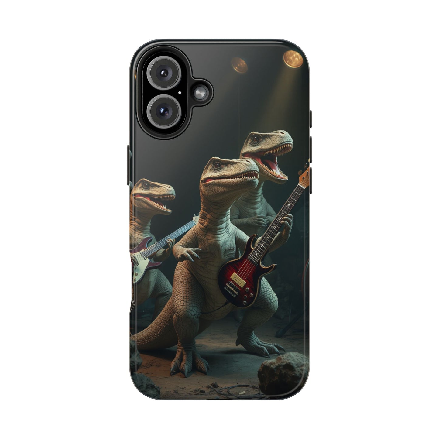 Rockin' Dinosaur Tough Phone Cases - Perfect for Music Lovers and Kids!