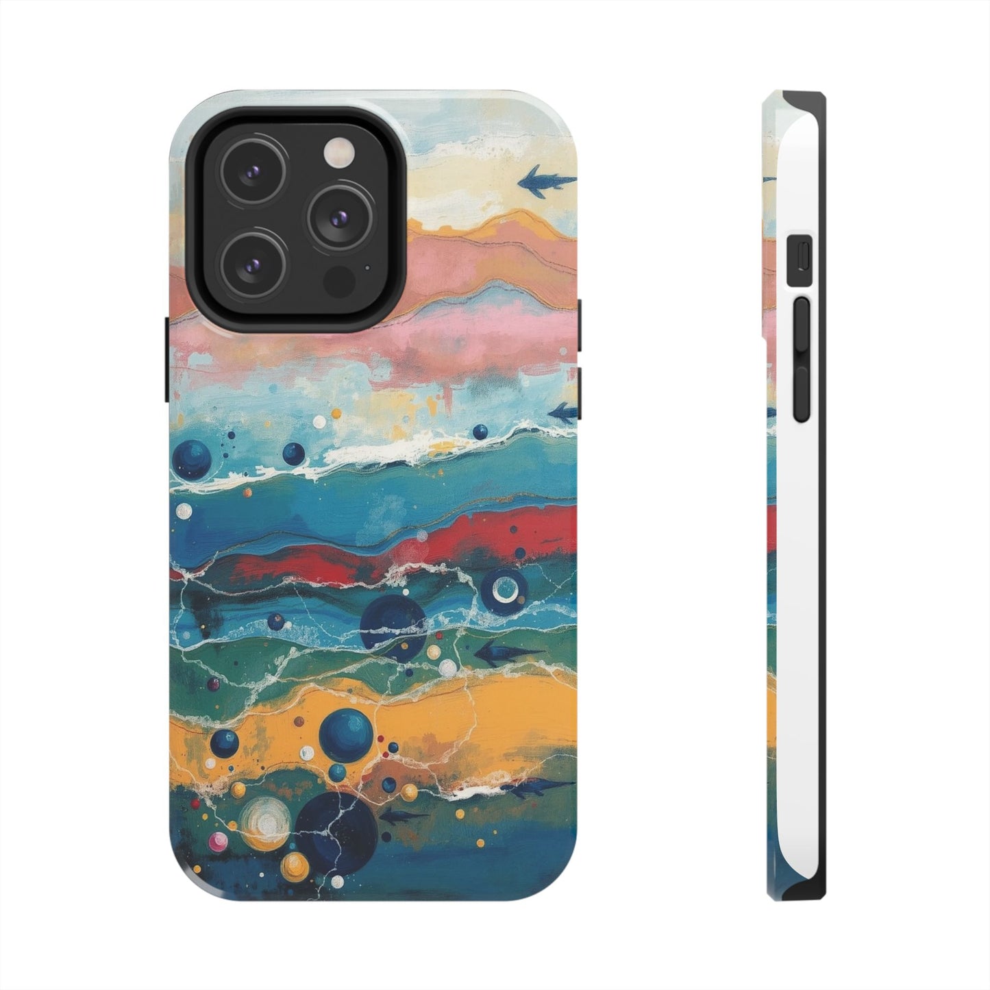 Artistic Tough Phone Case - Vibrant Waves Design for Unique Style