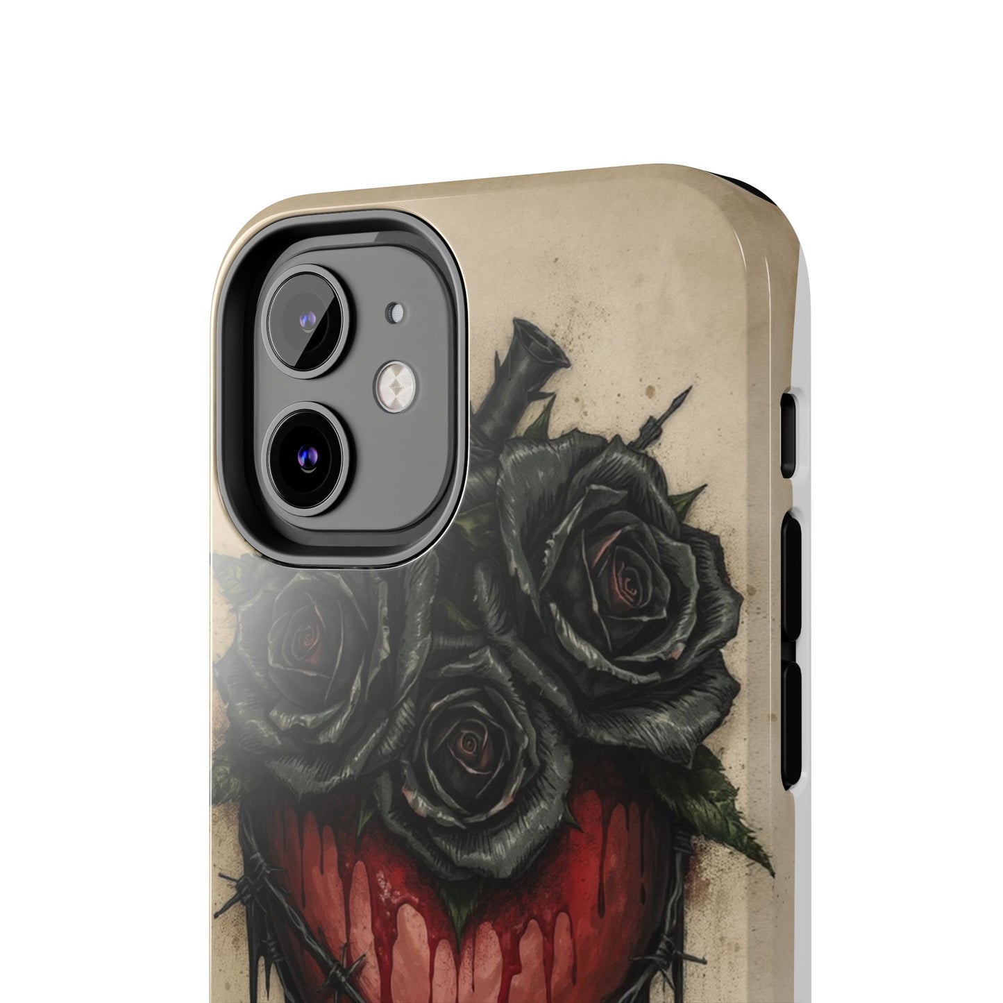 Gothic Heart Phone Case with Roses - Tough & Durable Design