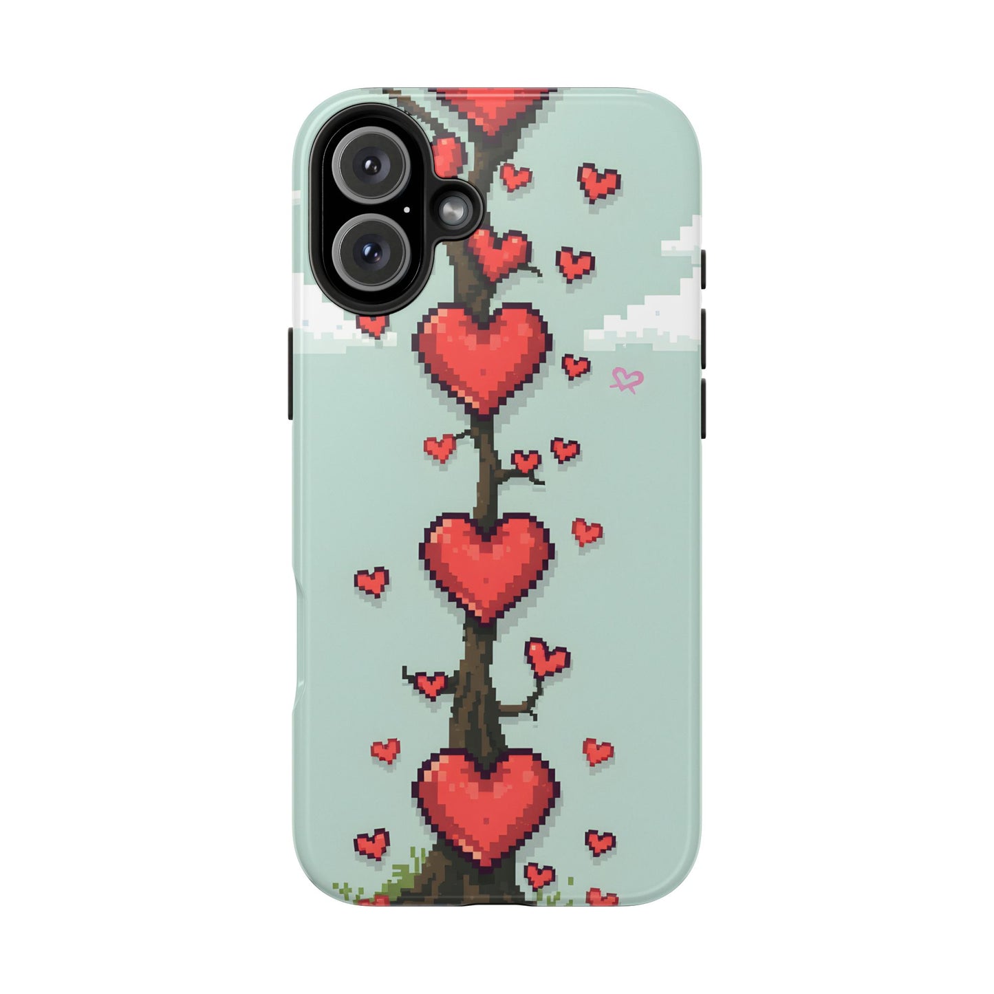 Pixelated Love Hearts Tree | Tough Phone Case - Cute Design - for iPhone
