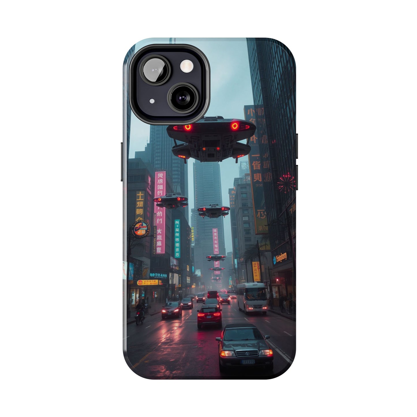 Futuristic City Tough Phone Case - Sci-Fi Design for Urban Explorers