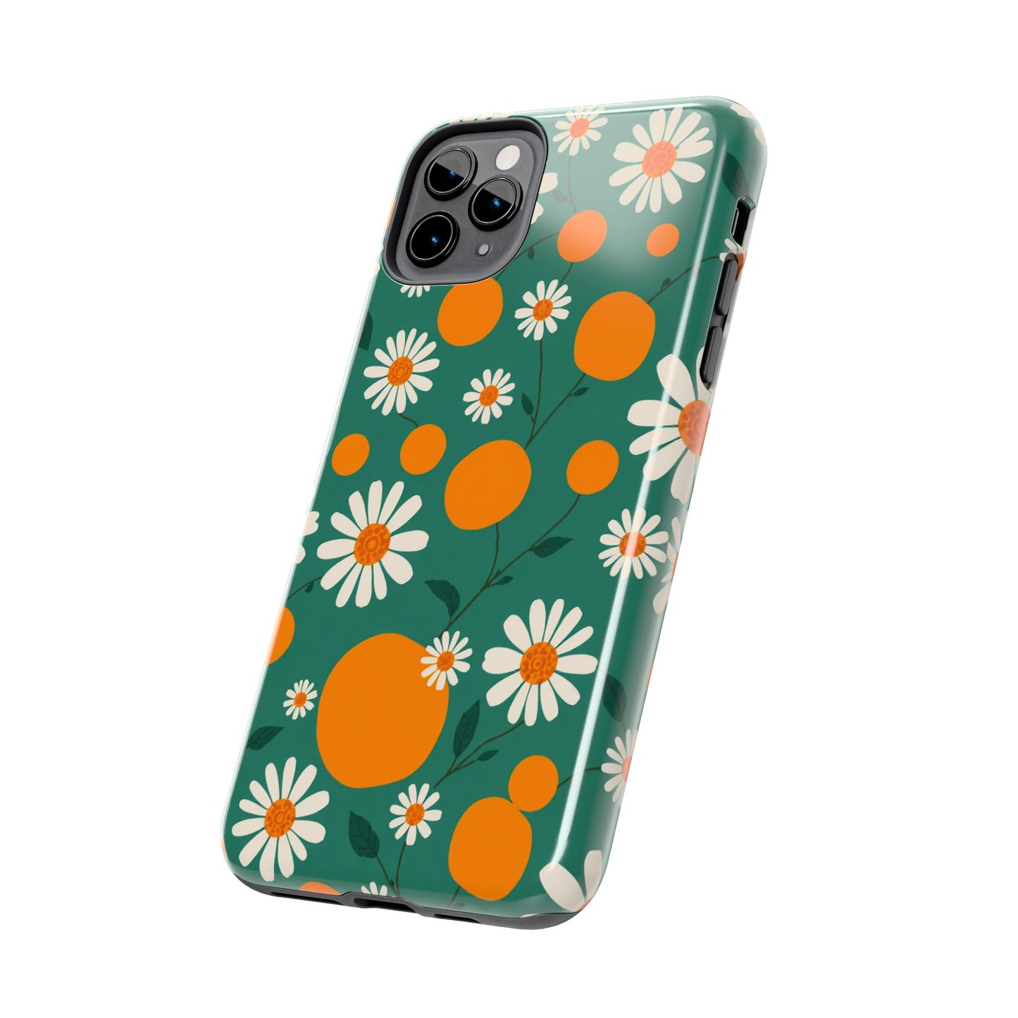 Floral Tough Phone Case - Daisy & Orange Design