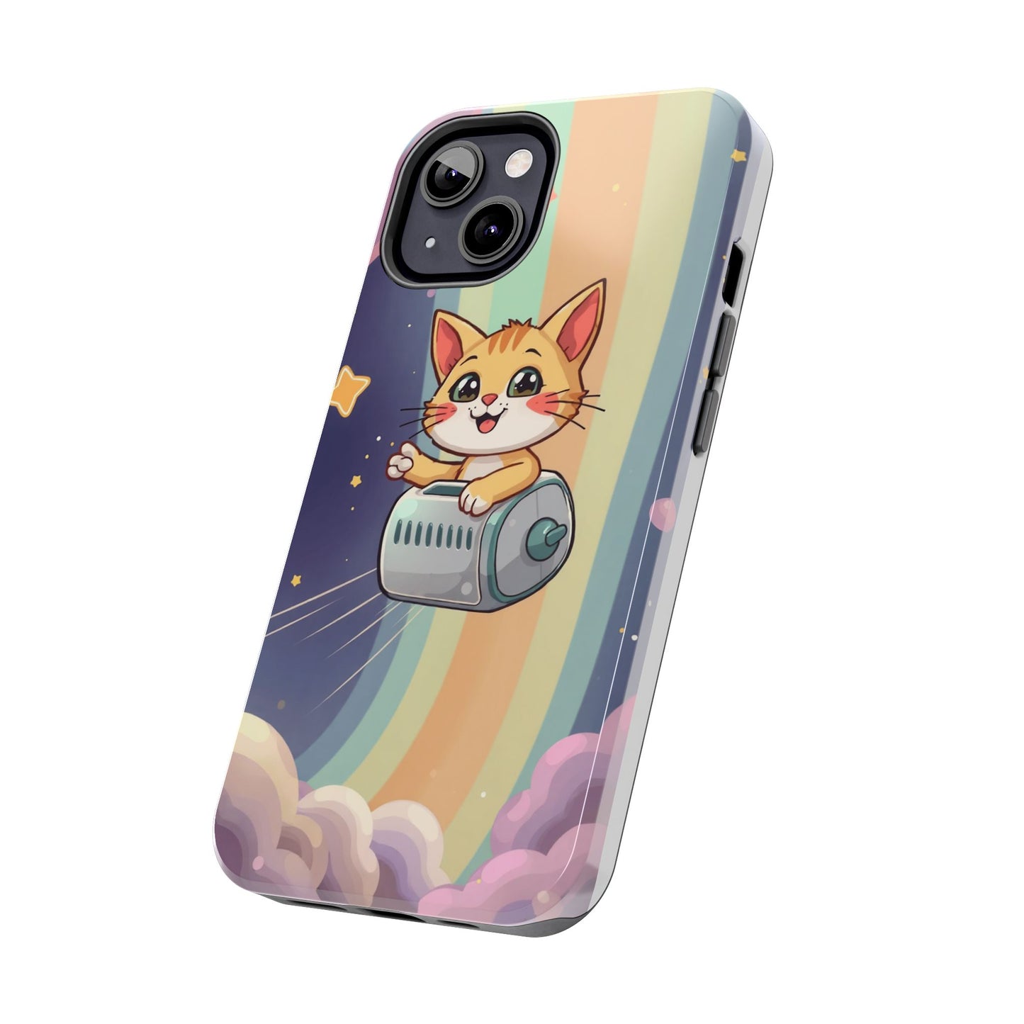 Cute Cat Rocket Phone Case - Vibrant and Playful Tough Case