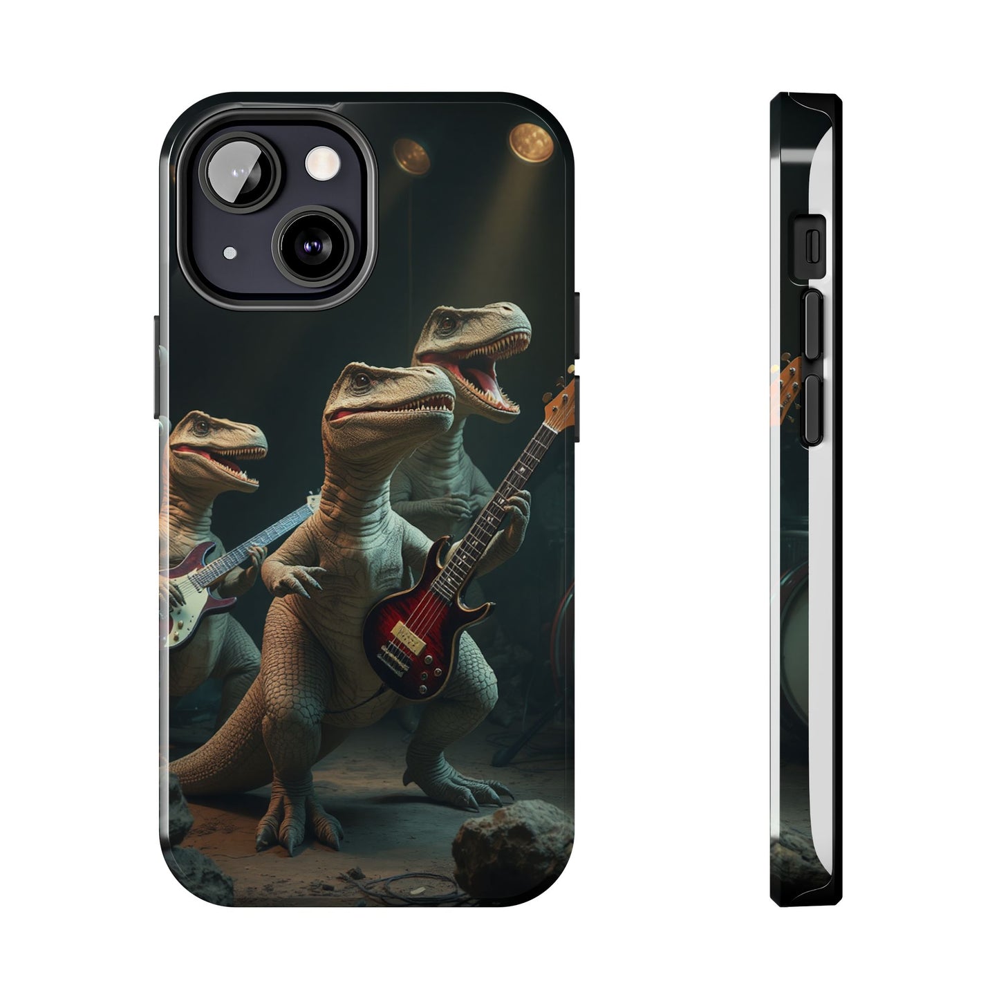 Rockin' Dinosaur Tough Phone Cases - Perfect for Music Lovers and Kids!