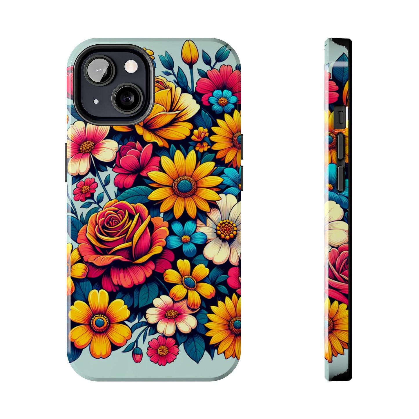 Vibrant Floral Tough Phone Case - Colorful Flower Design - for iPhone