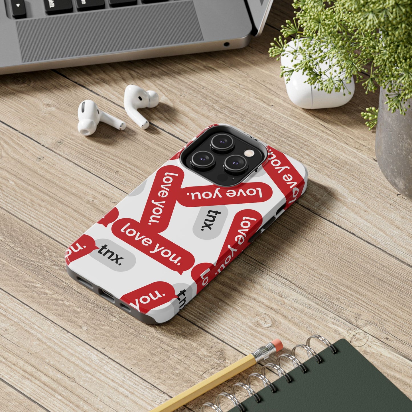 Love You&Tnx Tough Phone Case - Stylish and Protective for iPhone