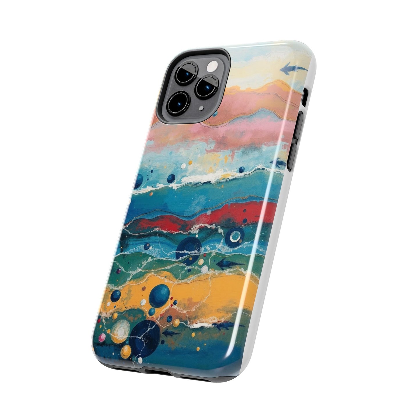 Artistic Tough Phone Case - Vibrant Waves Design for Unique Style