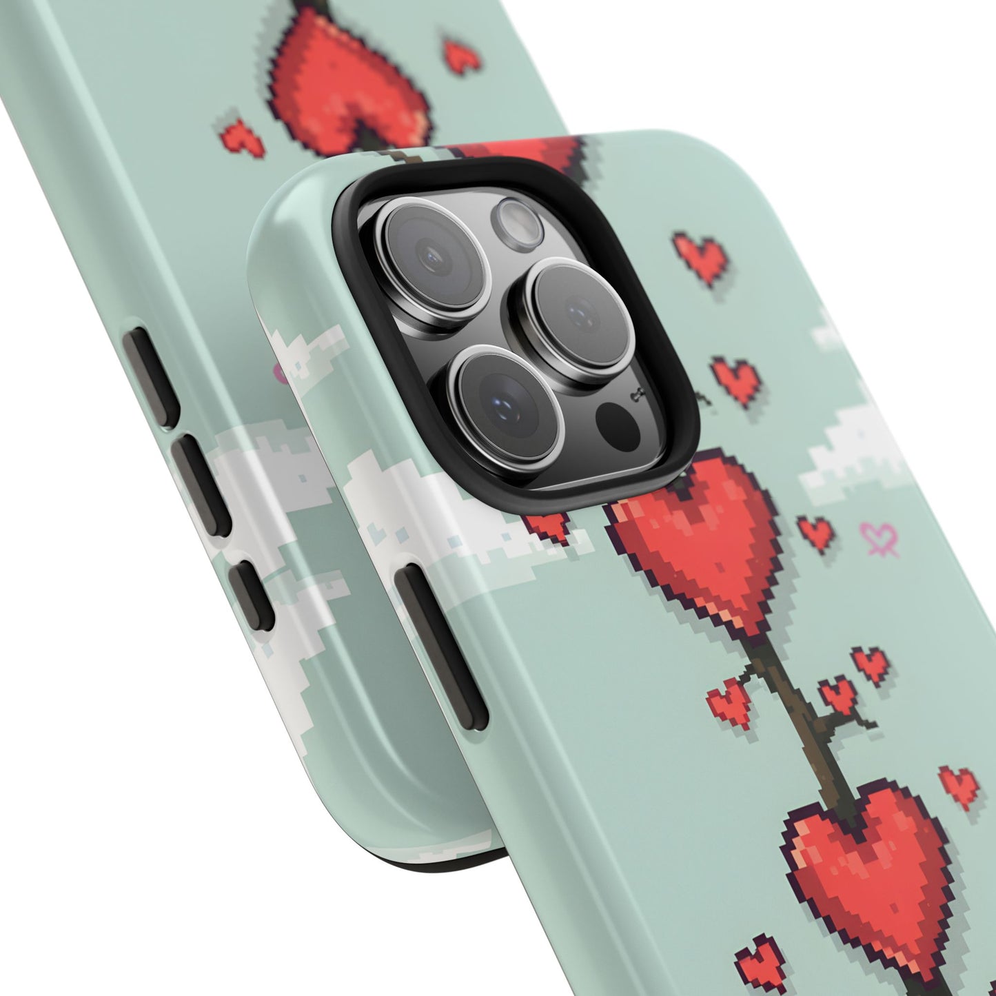 Pixelated Love Hearts Tree | Tough Phone Case - Cute Design - for iPhone