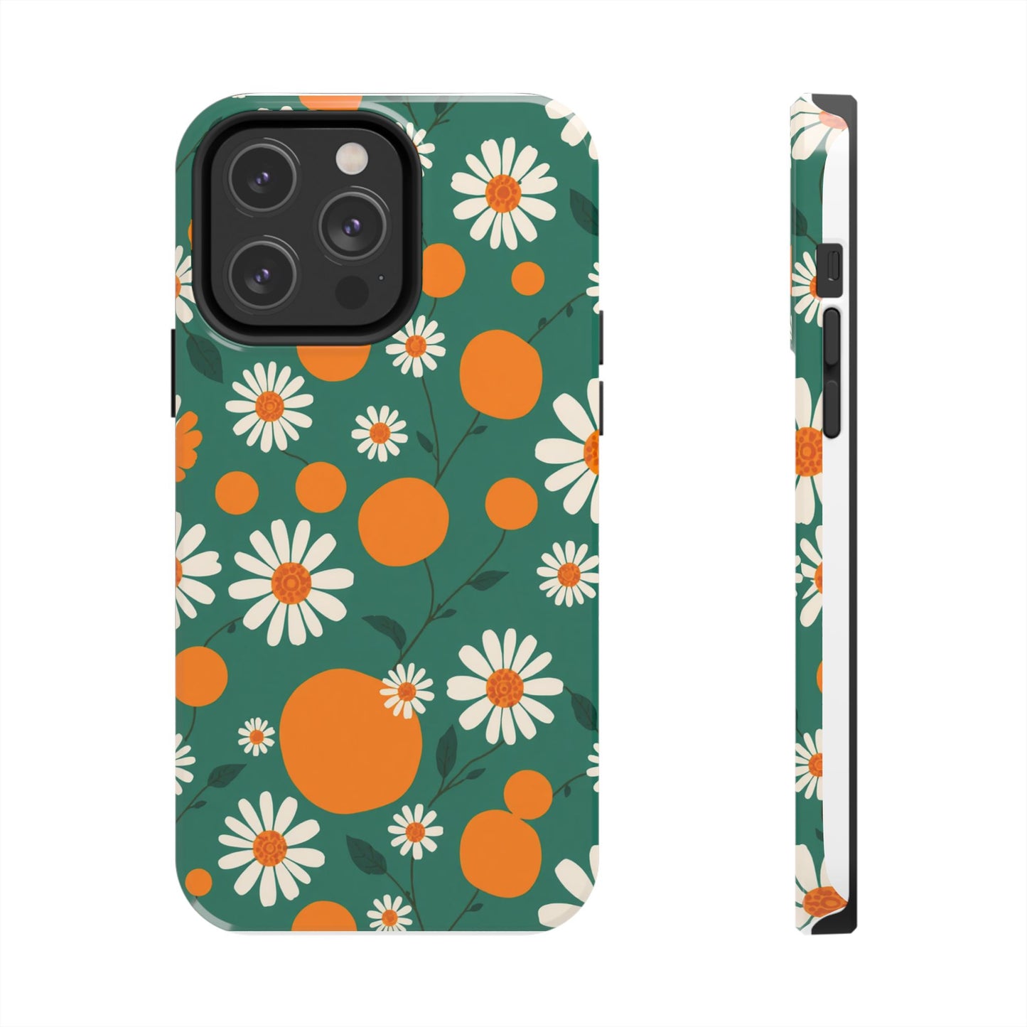 Floral Tough Phone Case - Daisy & Orange Design