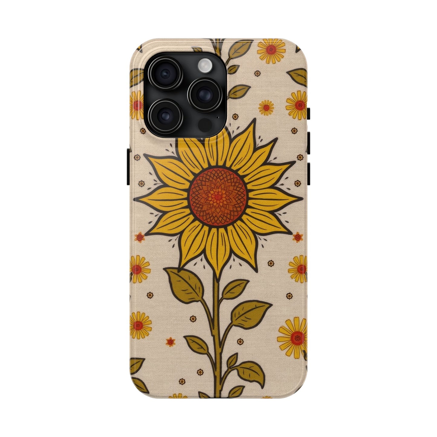 Bright Sunflower Origins Tough Phone Case - Floral Design for Nature Lovers - for iPhone