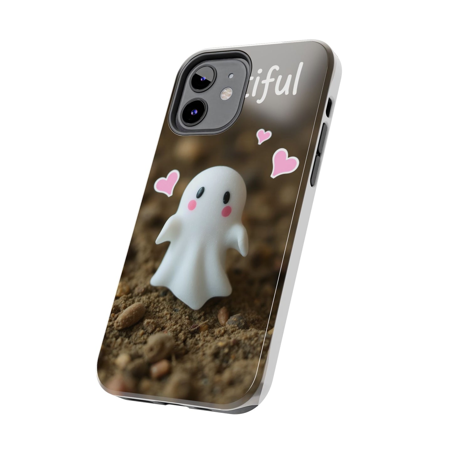 Cute Ghost Tough Phone Case - Beautiful Design with Heart Accents