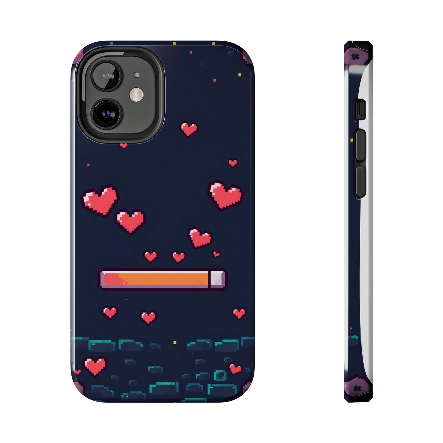Pixel Heart Tough Phone Case - Retro Gamer Style for Valentine's Day