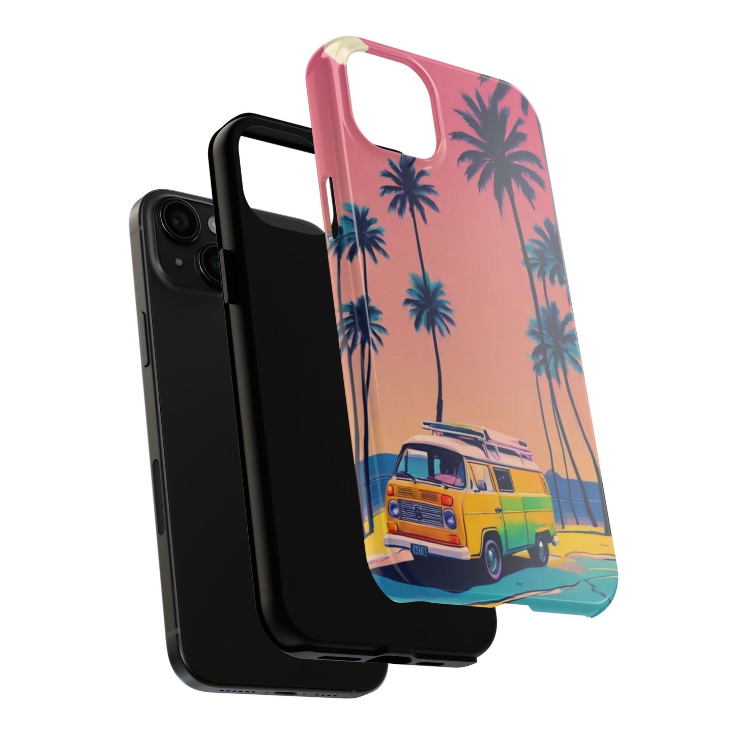 Tropical Beach Vibe Tough Phone Case - Vintage Van Design - for iPhone