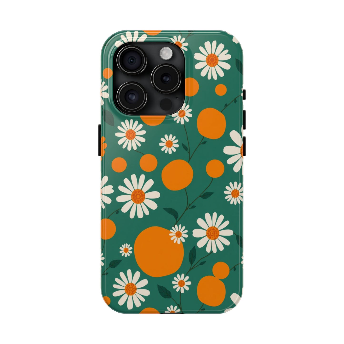 Floral Tough Phone Case - Daisy & Orange Design