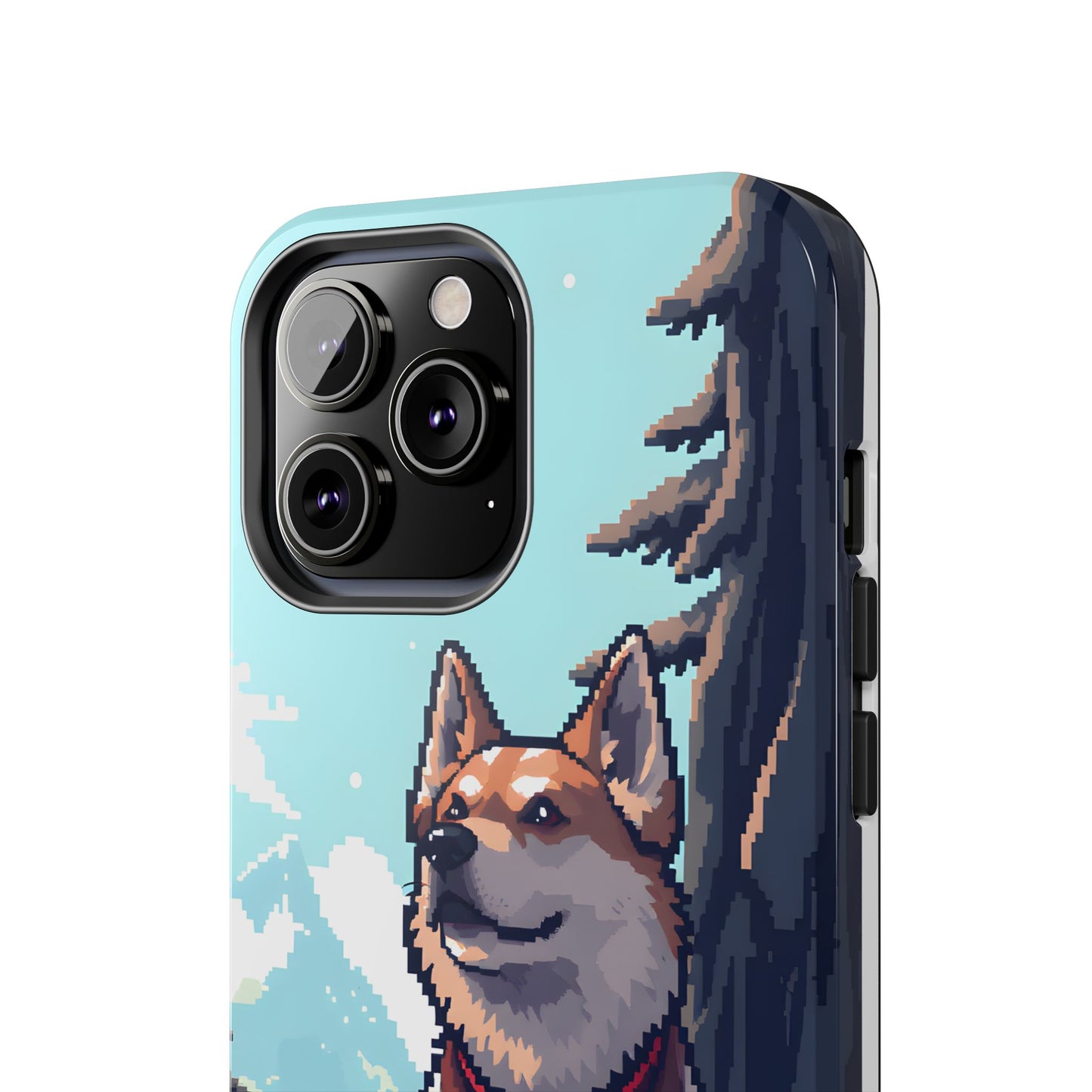 Retro Dog Adventure Tough Phone Case - Pixel Art Shiba Inu Design - for iPhone