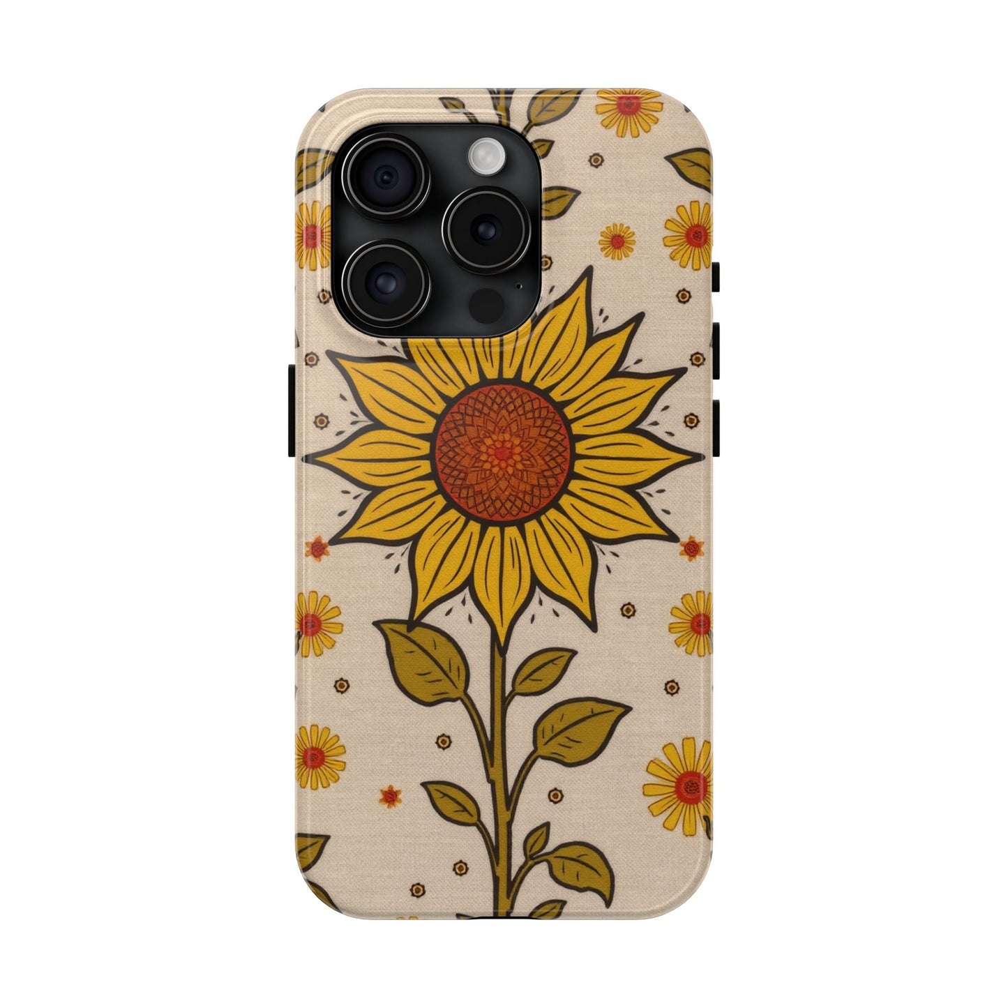 Bright Sunflower Origins Tough Phone Case - Floral Design for Nature Lovers - for iPhone